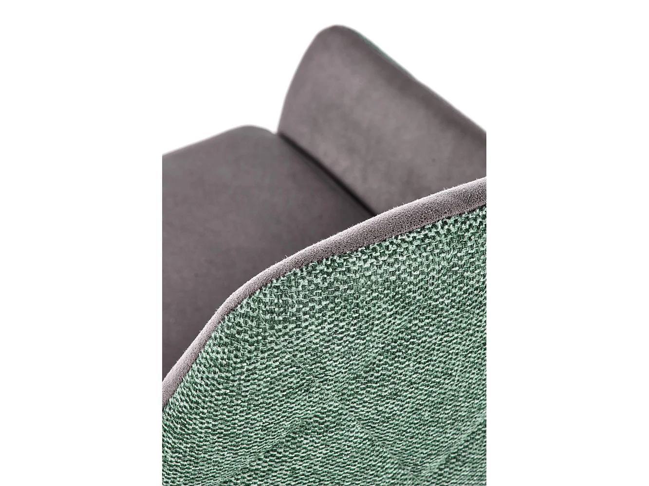 Sedia da pranzo grigia e verde con gambe in metallo nero OGMA