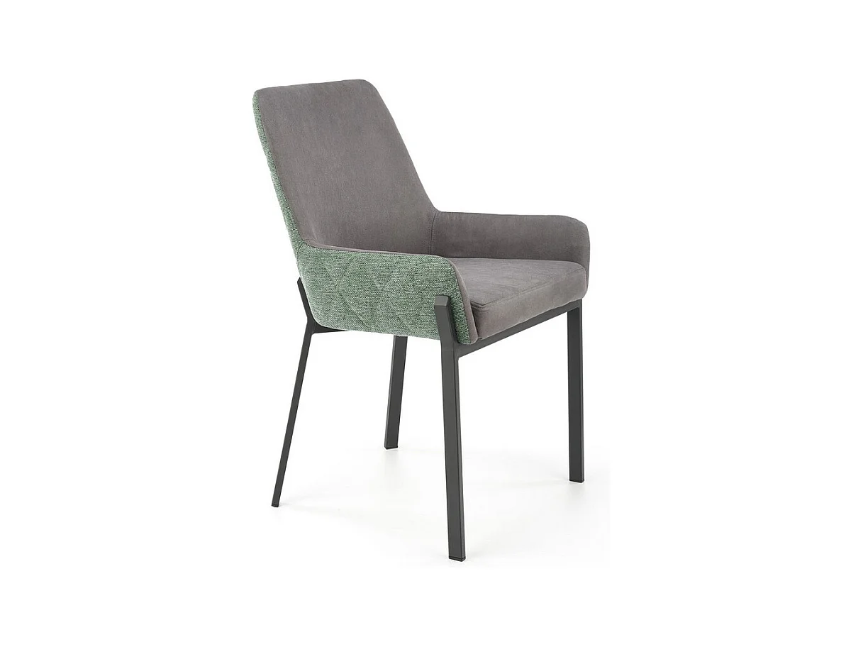 Chaise de salle à manger grise et verte avec pieds en métal noir OGMA