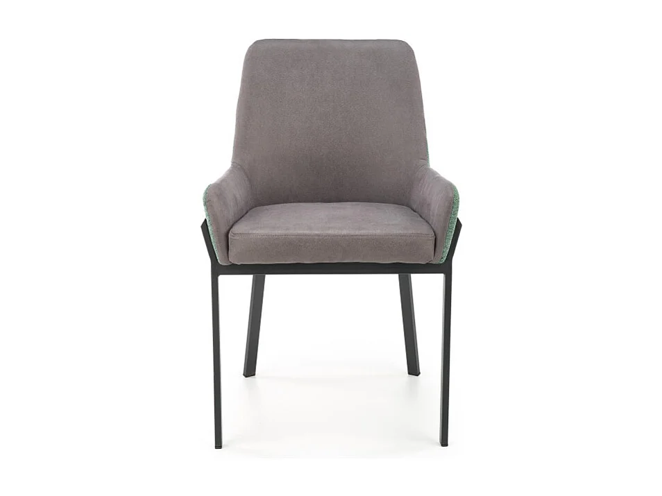 Silla de comedor gris y verde con patas de metal negro OGMA