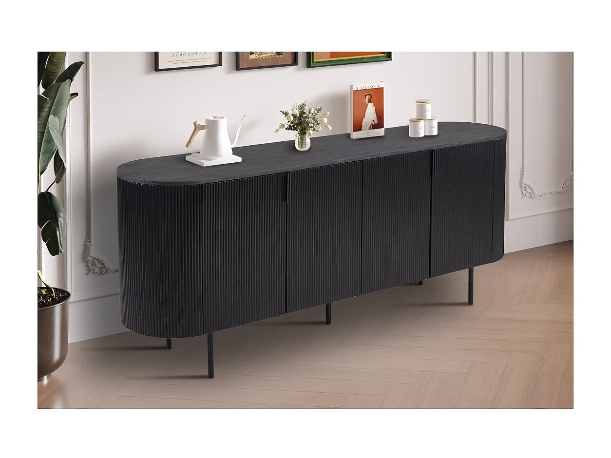 Buffetkast / Dressoir VAGOS – 4 deuren – Afmetingen L200 x H80 x D45 cm – Kleur donkerbruin – Designstijl