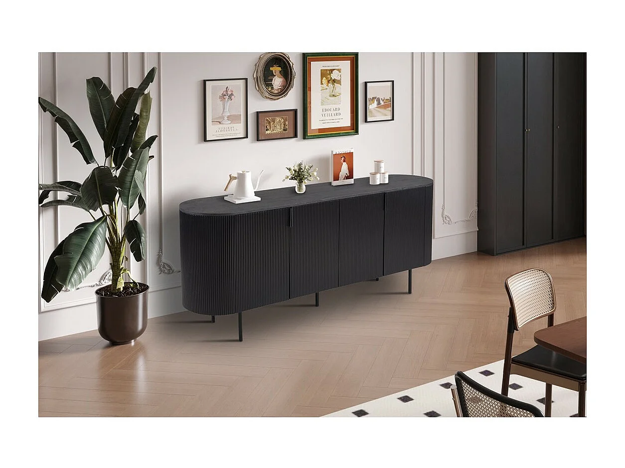 Buffetkast / Dressoir VAGOS – 4 deuren – Afmetingen L200 x H80 x D45 cm – Kleur donkerbruin – Designstijl