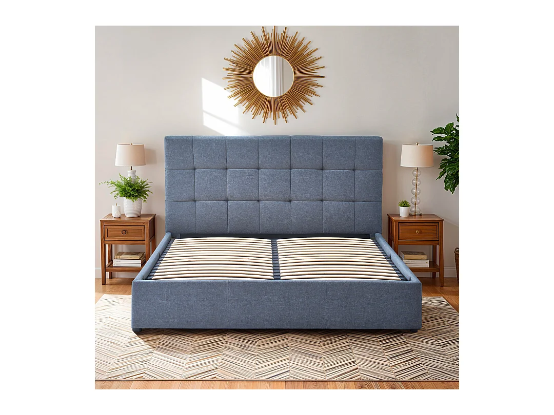 BELLECOUR LITERIE | Lit coffre VINCENNES 140x190 cm | coloris gris