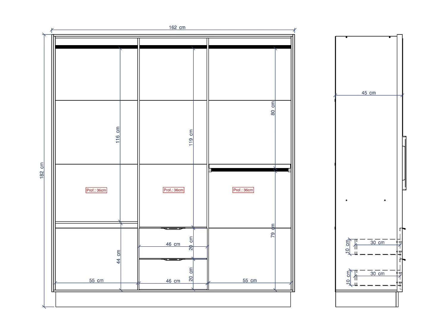 Armoire 6 portes et 2 tiroirs - L162 cm - Coloris : Beige et naturel - FEOVA