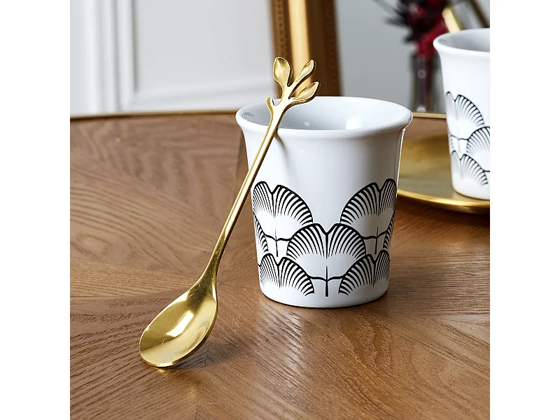Cuillere A Cafe Feuille Dore X4 Or