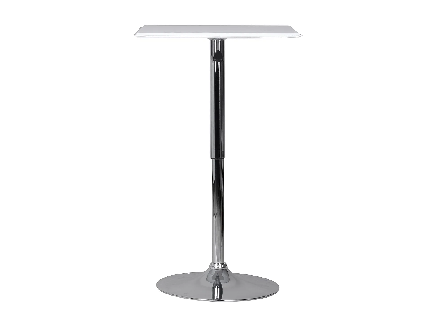 Stehtisch Bistrotisch Kunstleder Weiß höhen-verstellbar quadratisch, Design Bartisch Chrom robust eckig, Stehtisch Messetisch modern, Partytisch drehbar