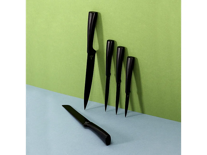 Couteau A Pain Acier Inoxydable Noir Lame 20cm Noir