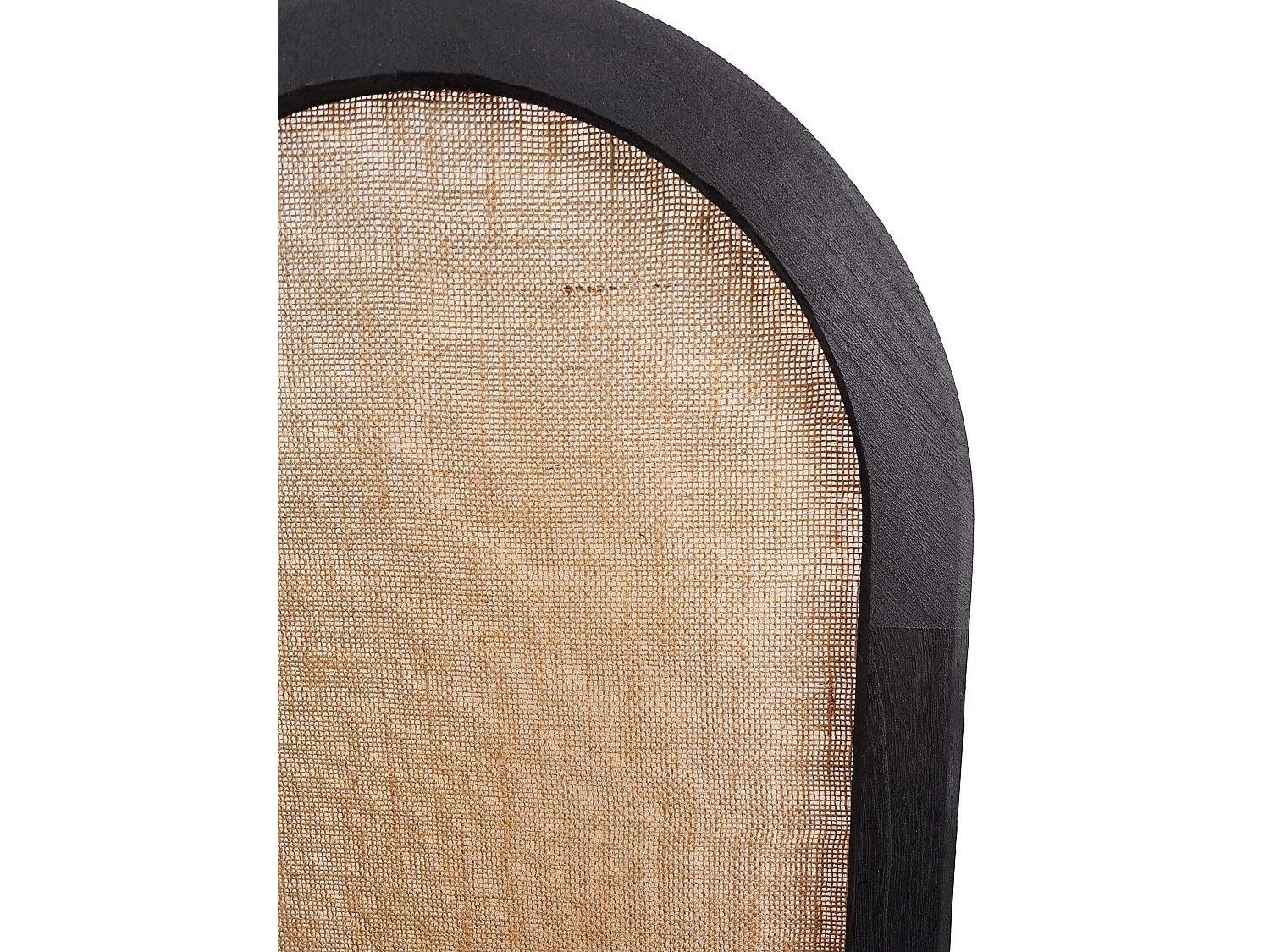 Paravent, séparateur de pièce en cannage et bois avec 3 pans coloris noir et beige - Hauteur 170 x longueur 120 cm