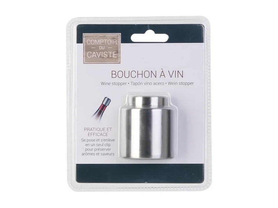 Bouchon à Vin en Acier "Bouteille" 4cm Argent