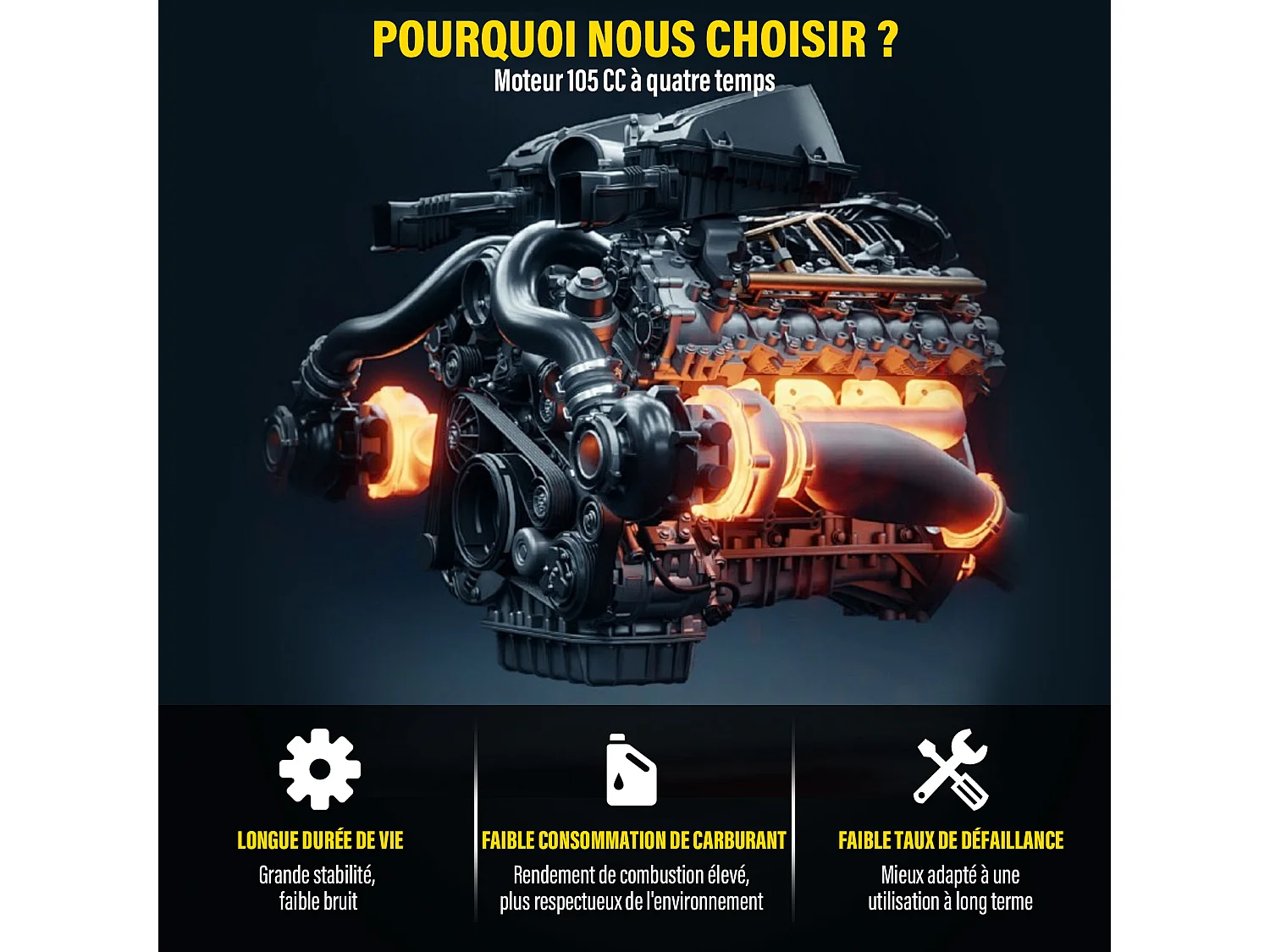 Vélo tout terrain pour enfants 105CC, 4 temps, fonctionnant à l'essence, mini moto tout terrain pour les plus de 13 ans