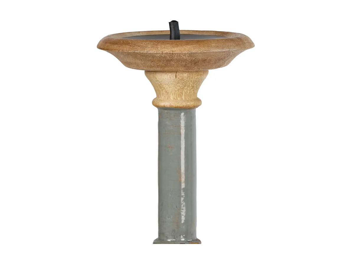 Bougeoir H. 31 cm en bois de manguier et gris laqué - LUXORIA 2899