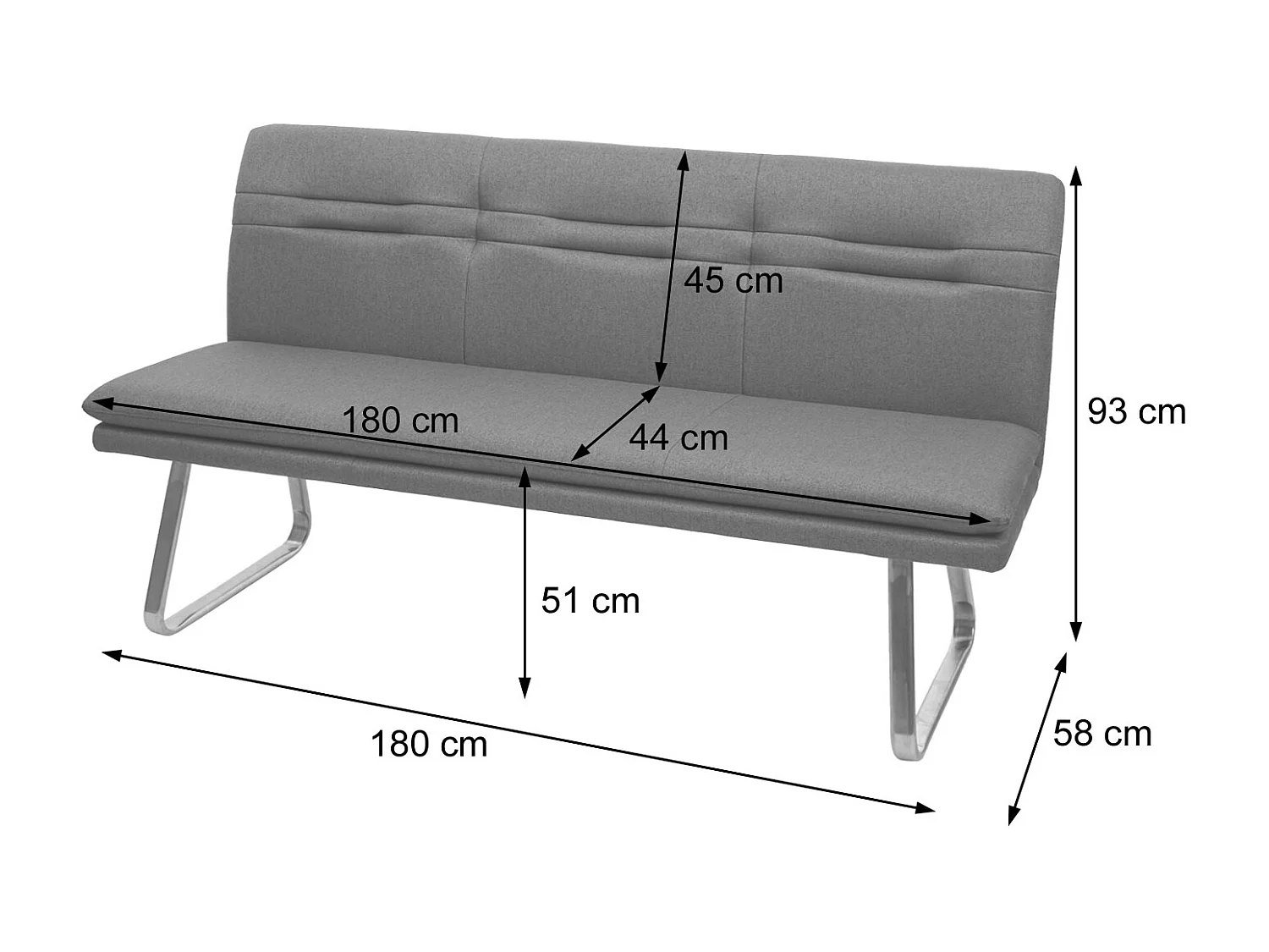 Banco corrido MCW-H70,  azul-verde