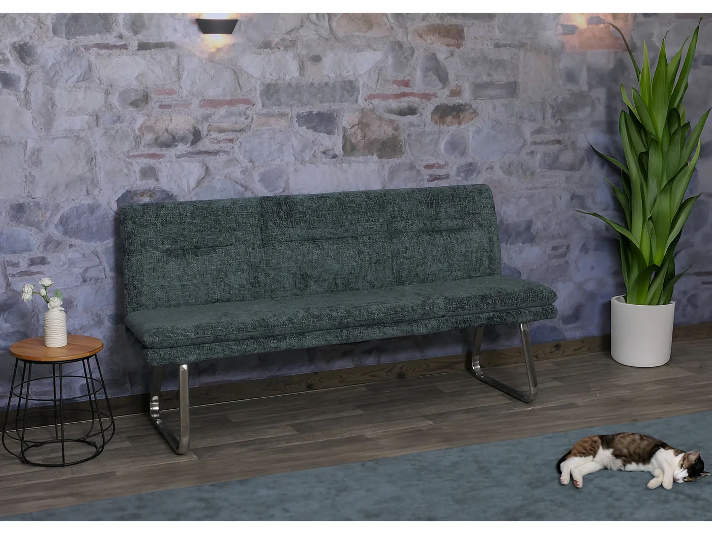 Banco corrido MCW-H70,  azul-verde