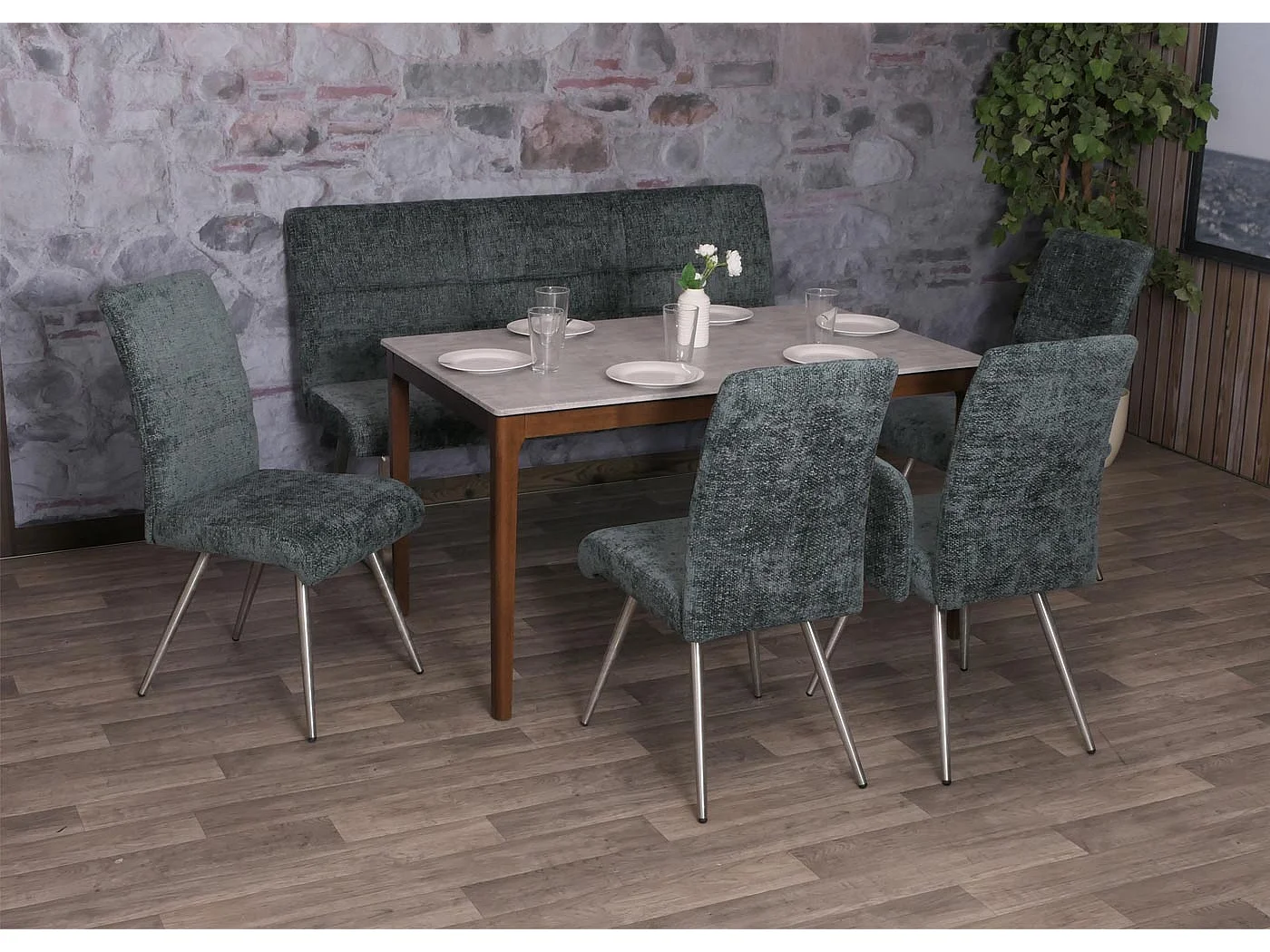 Banco corrido MCW-G55,  azul-verde