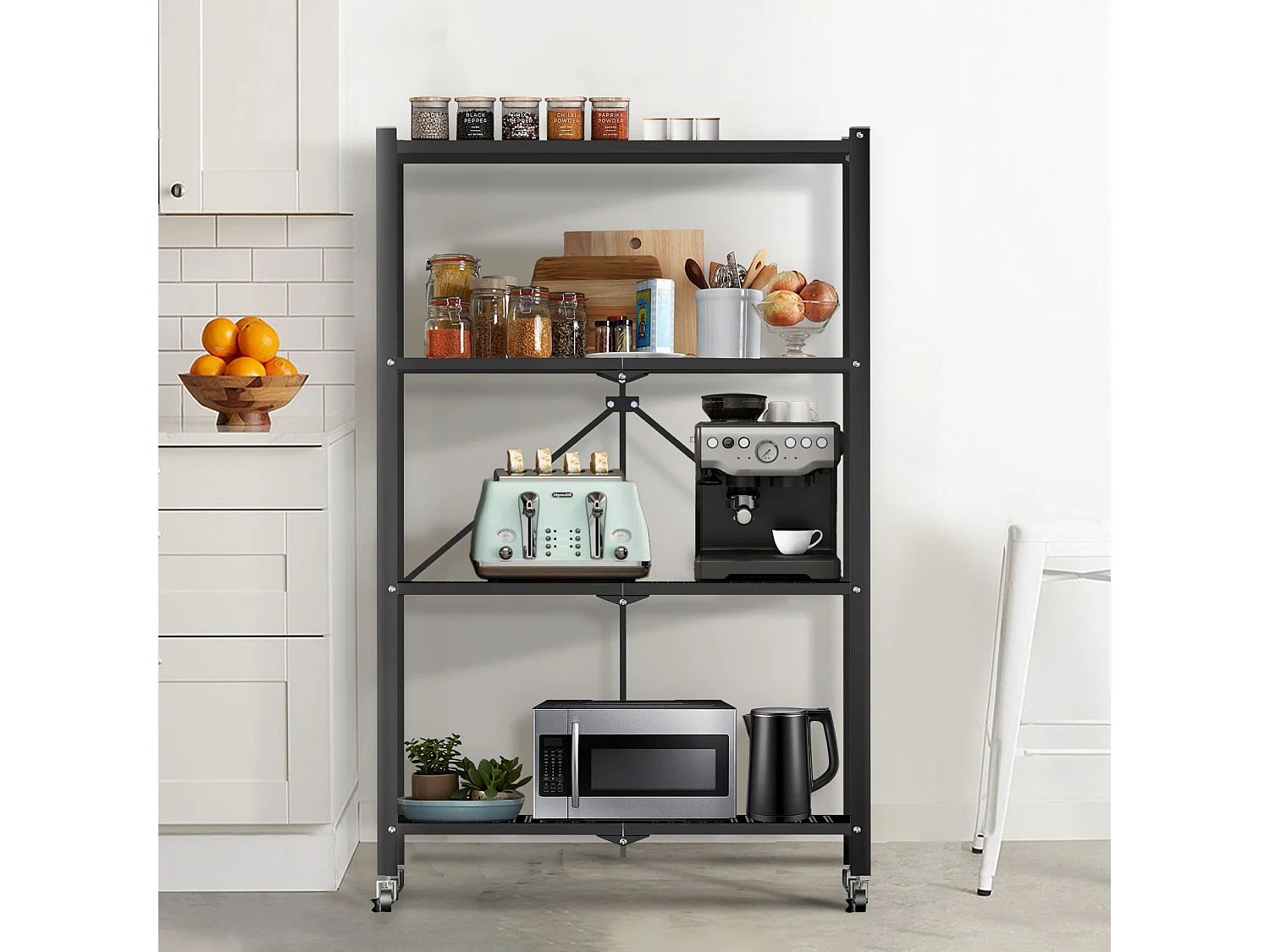 HomeMiYN 3-4 lagen opvouwbare opbergplank, multifunctionele opbergplank, rolplank, 71*34*121,40 cm, zwart