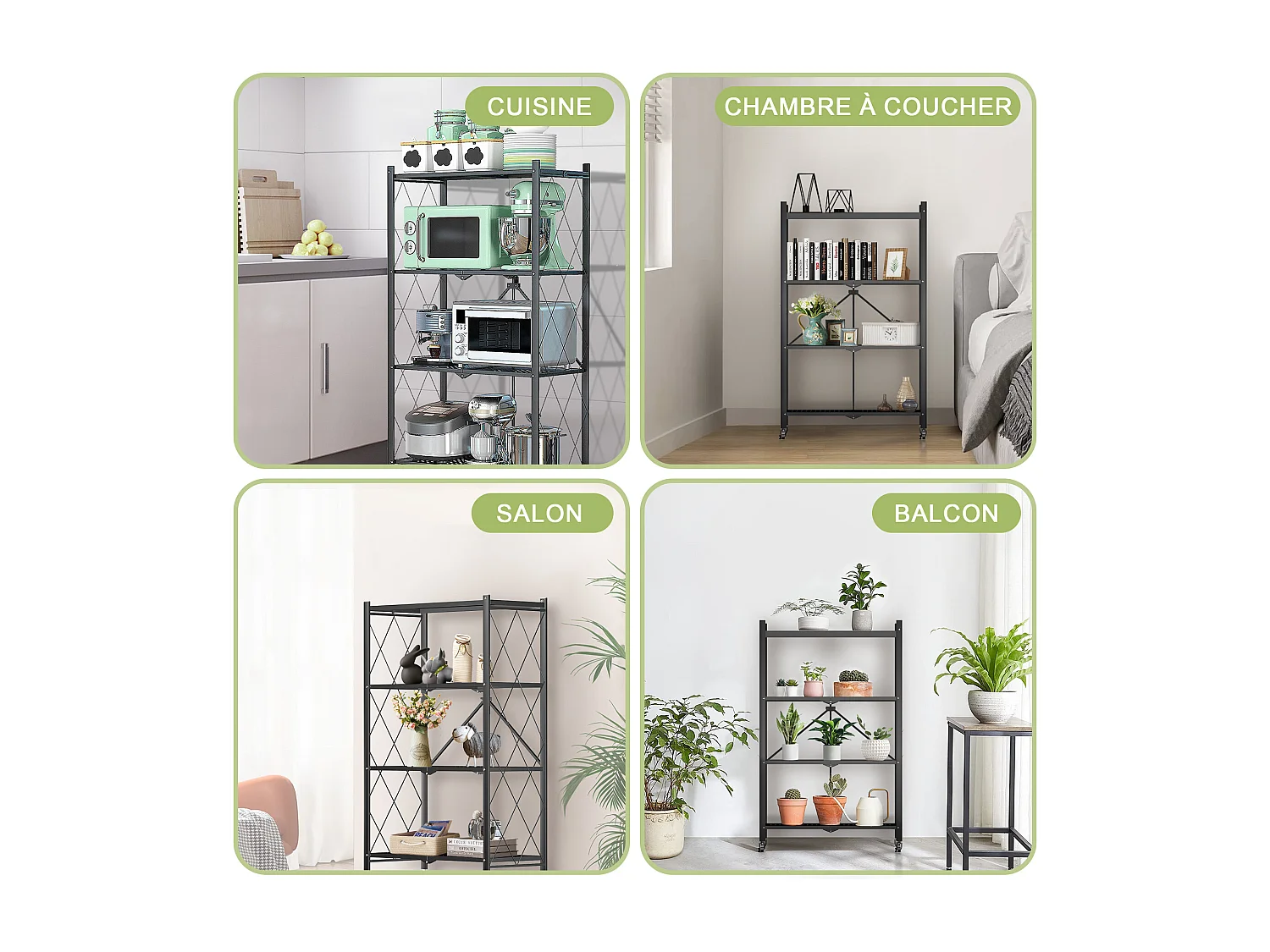 HomeMiYN 3-4 lagen opvouwbare opbergplank, multifunctionele opbergplank, rolplank, 71*34*121,40 cm, zwart