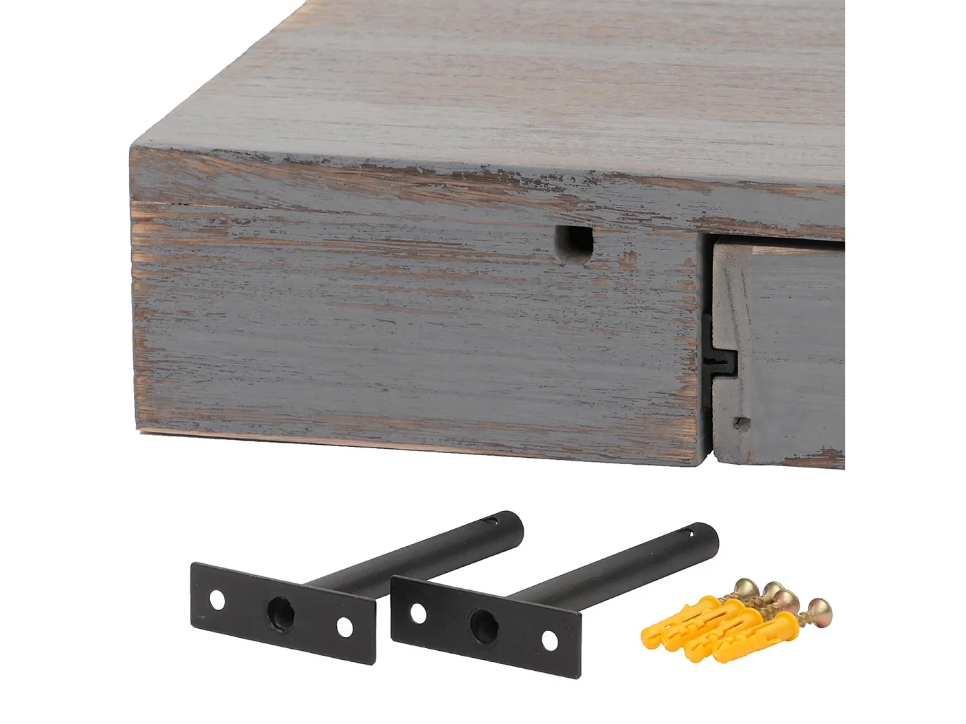 Estante de pared MCW-H37 Cajón,  gris, shabby