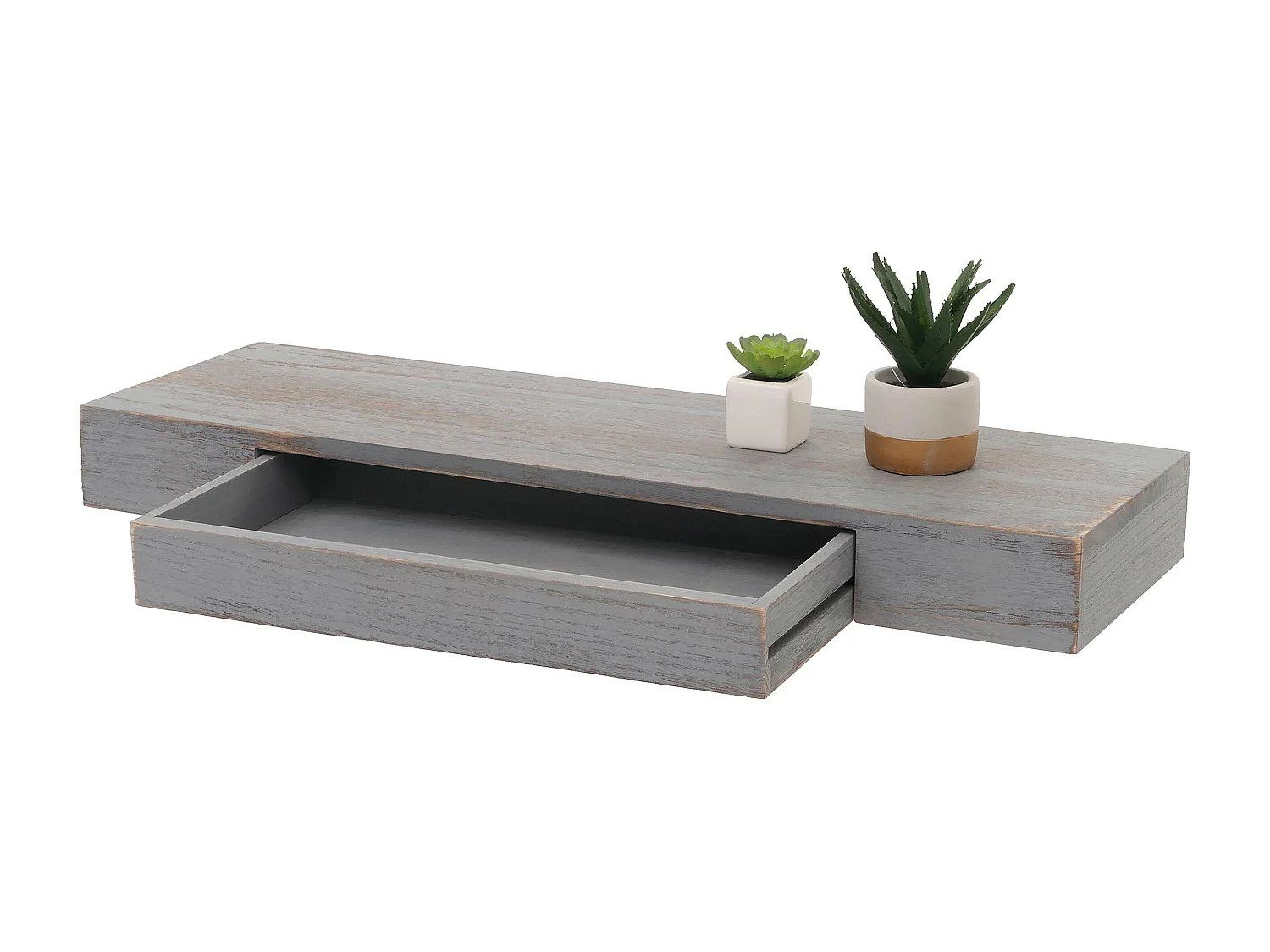 Estante de pared MCW-H37 Cajón,  gris, shabby