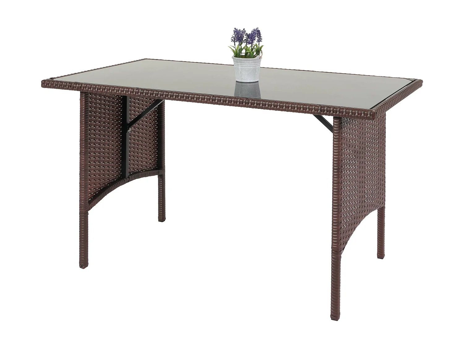 Mesa de jantar em poli-rattan MCW-G16,  castanho