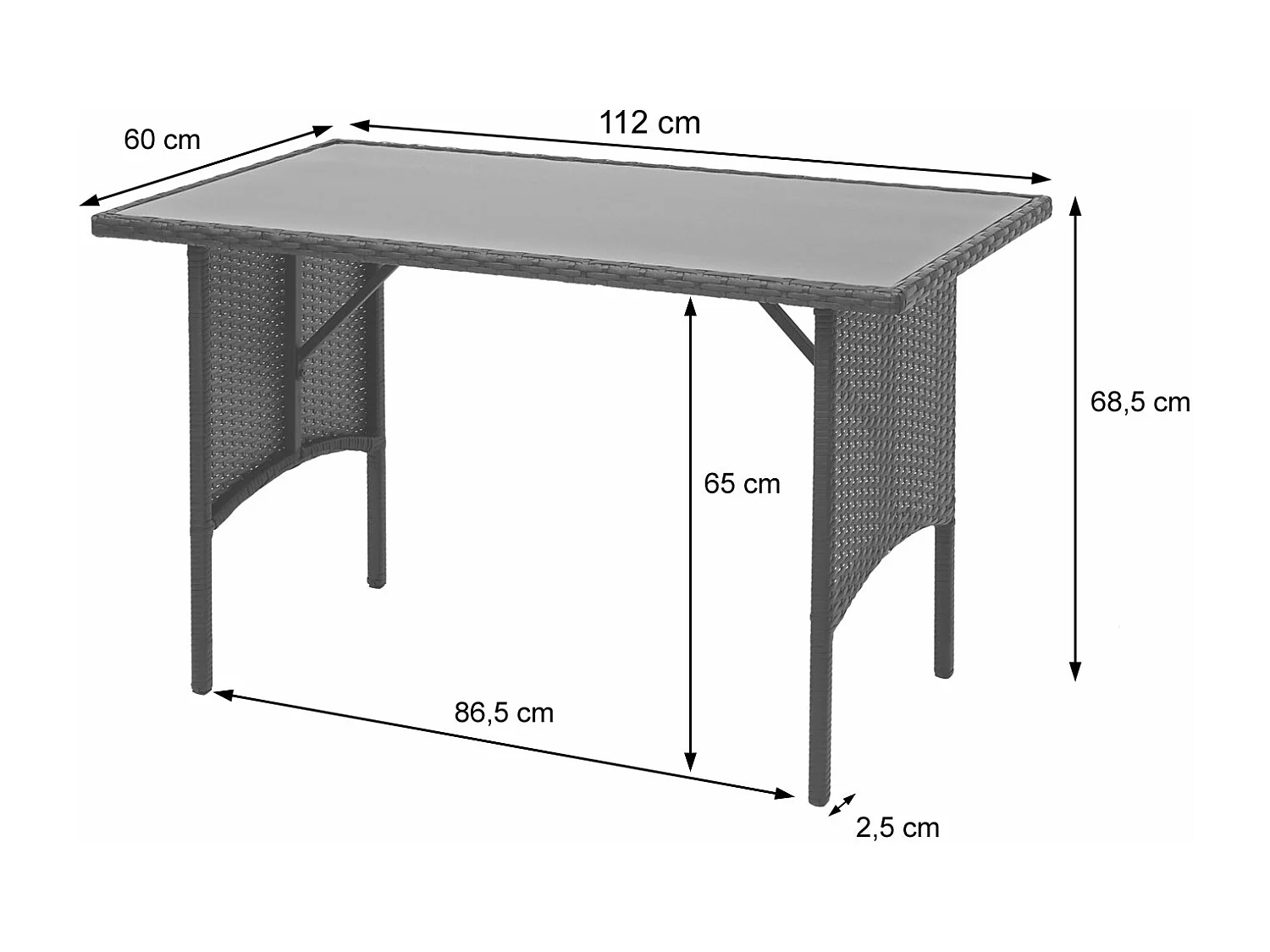 Mesa de jantar em poli-rattan MCW-G16,  castanho