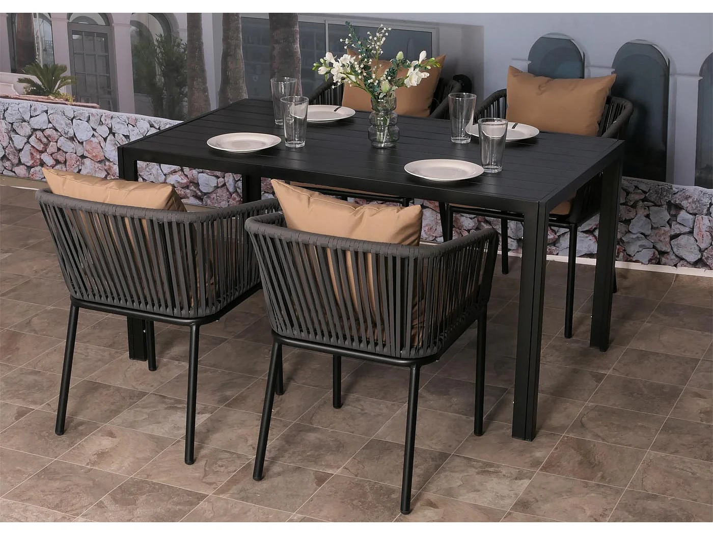 Tavolo da pranzo in alluminio MCW-N40, giardino bistrot terrazza, resistente alle intemperie 140x80cm ~ grigio chiaro