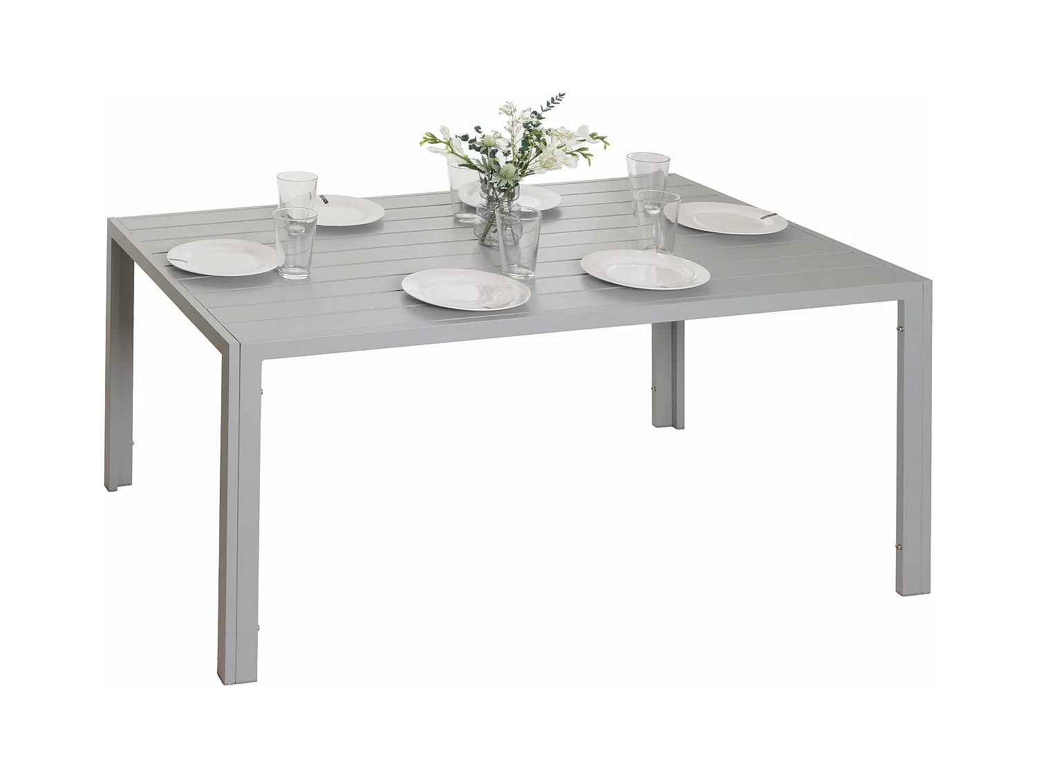 Mesa de jantar em alumínio MCW-N40,  cinzento claro