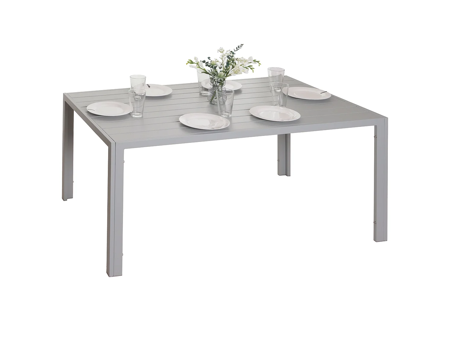 Aluminiowy stół do jadalni MCW-N40,  jasnoszary