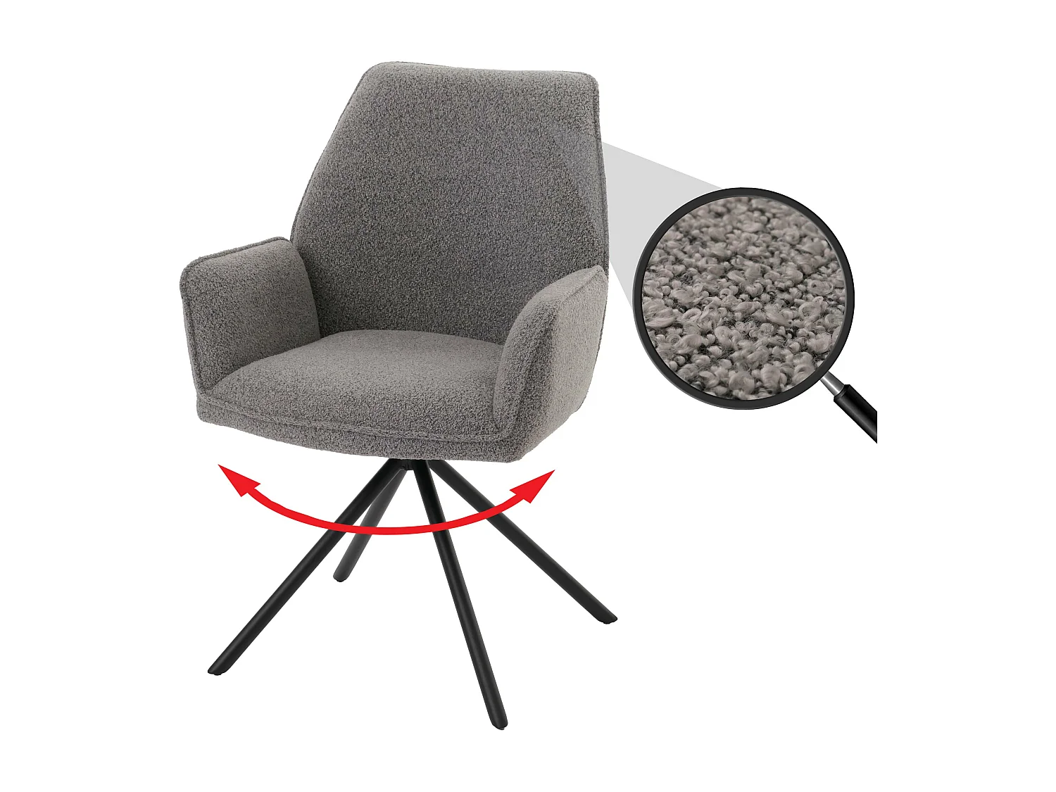 Silla de comedor MCW-G67 Bouclé,  gris claro