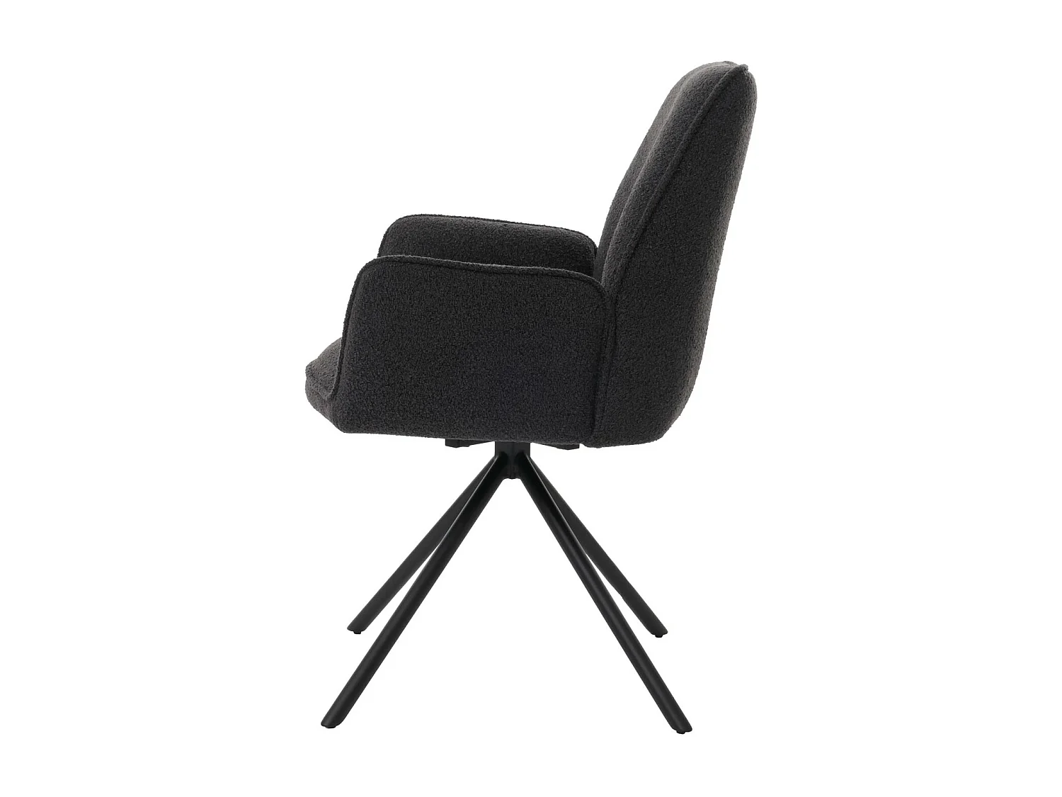 Sedia per sala da pranzo MCW-G67, con braccioli, seduta girevole, tessuto bouclé Oeko-Tex MVG ~ grigio scuro