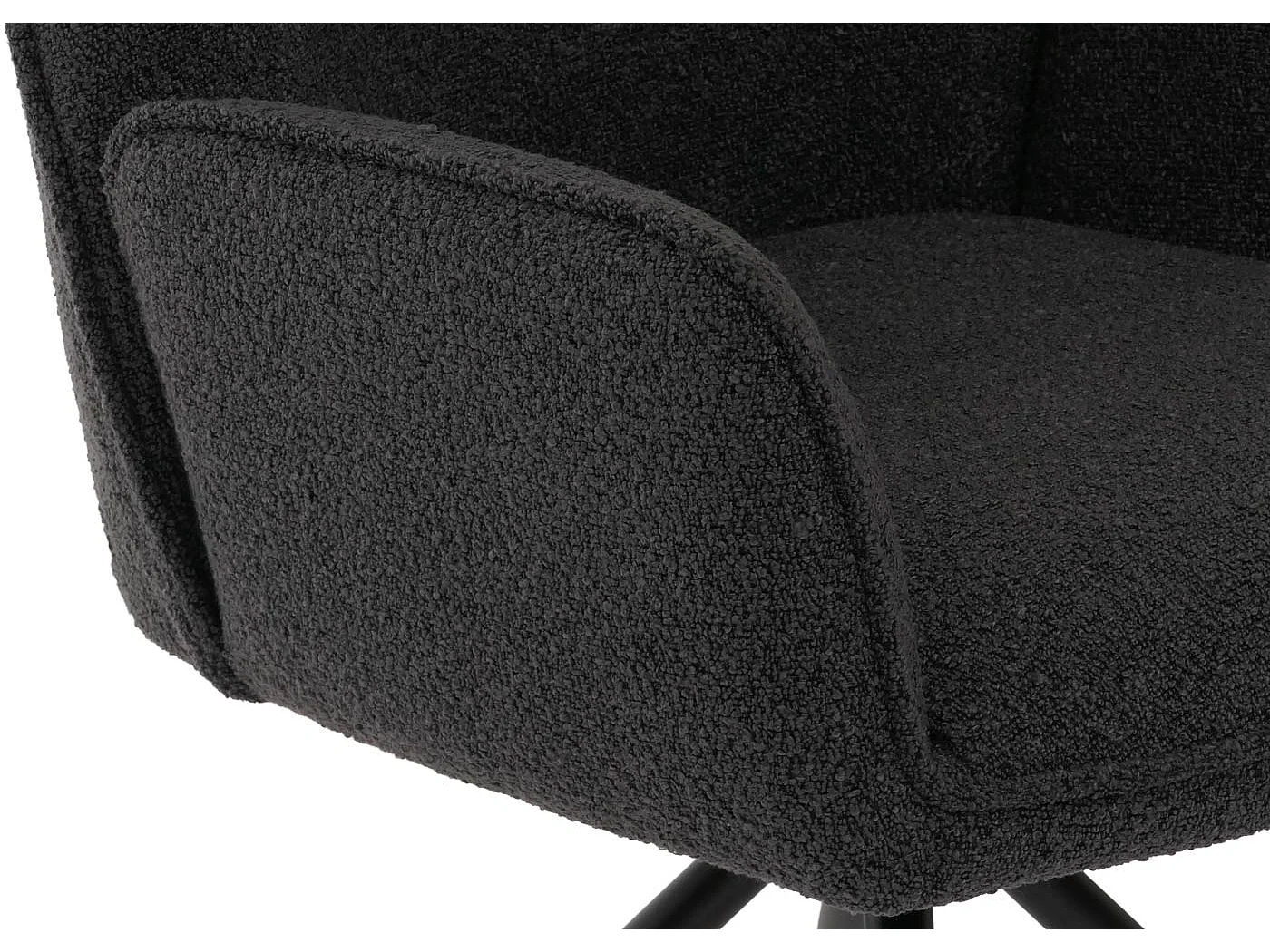 Sedia per sala da pranzo MCW-G67, con braccioli, seduta girevole, tessuto bouclé Oeko-Tex MVG ~ grigio scuro