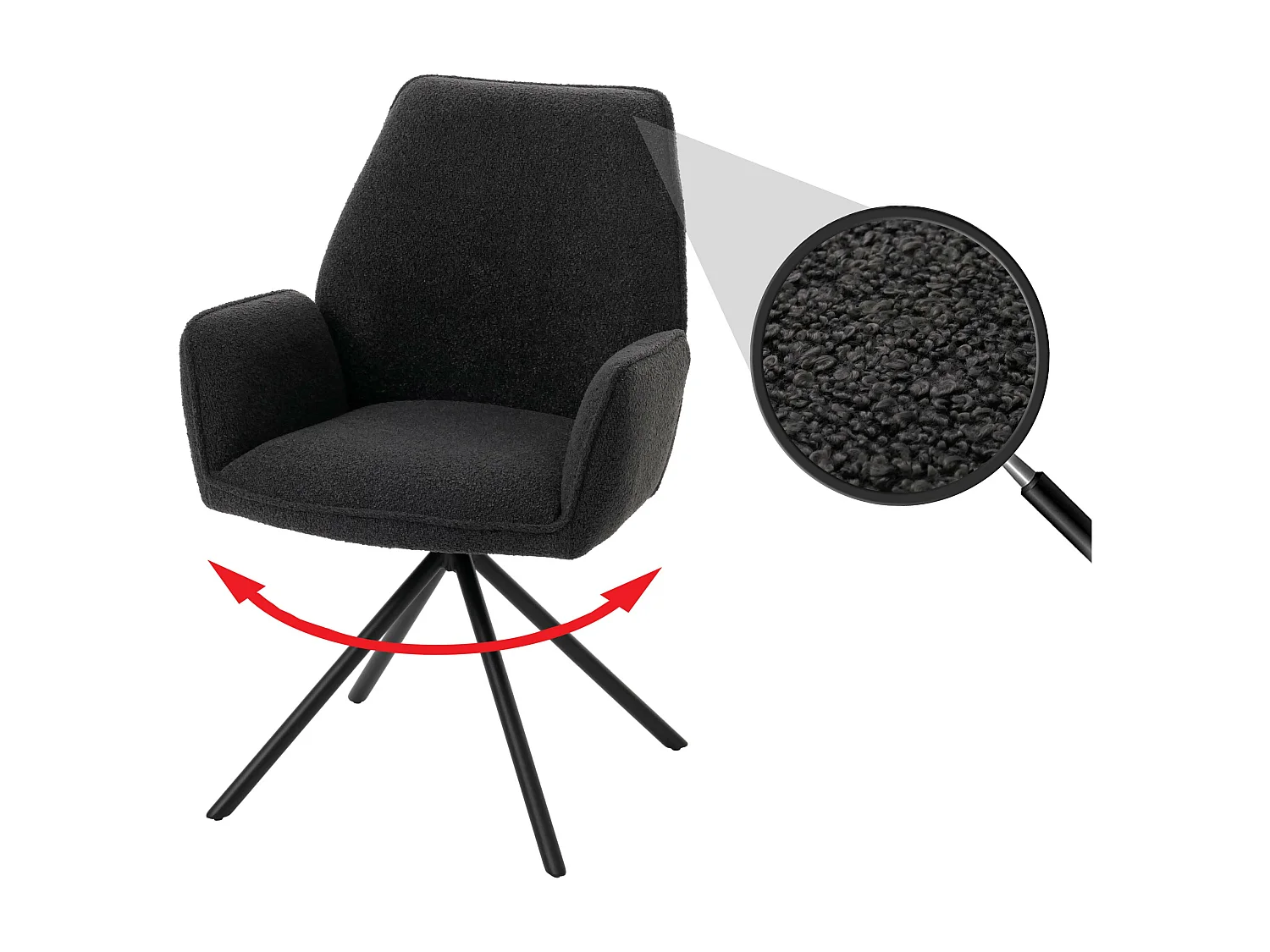 Chaise de salle à manger MCW-G67 Bouclé,  gris foncé