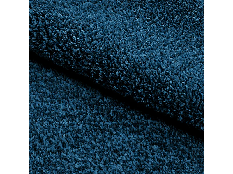 Tapis 140 x 200 cm shaggy à poils courts doux bleu canard – COSMOS