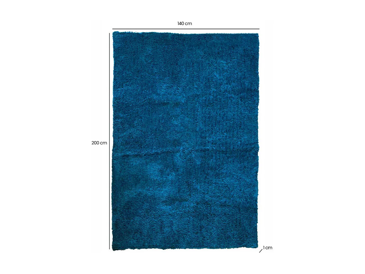 Tapis 140 x 200 cm shaggy à poils courts doux bleu canard – COSMOS