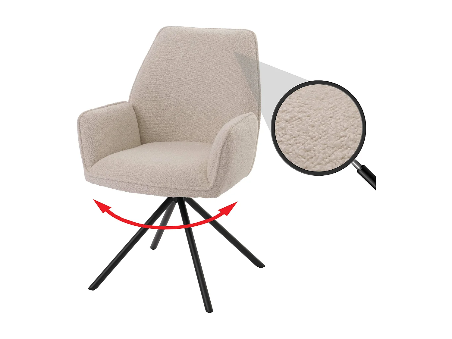 Silla de comedor MCW-G67 Bouclé,  crema