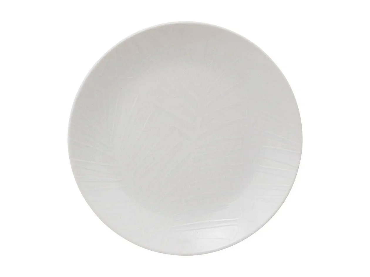 Lot de 6 Assiettes Plates "Leaf" 27cm Blanc
