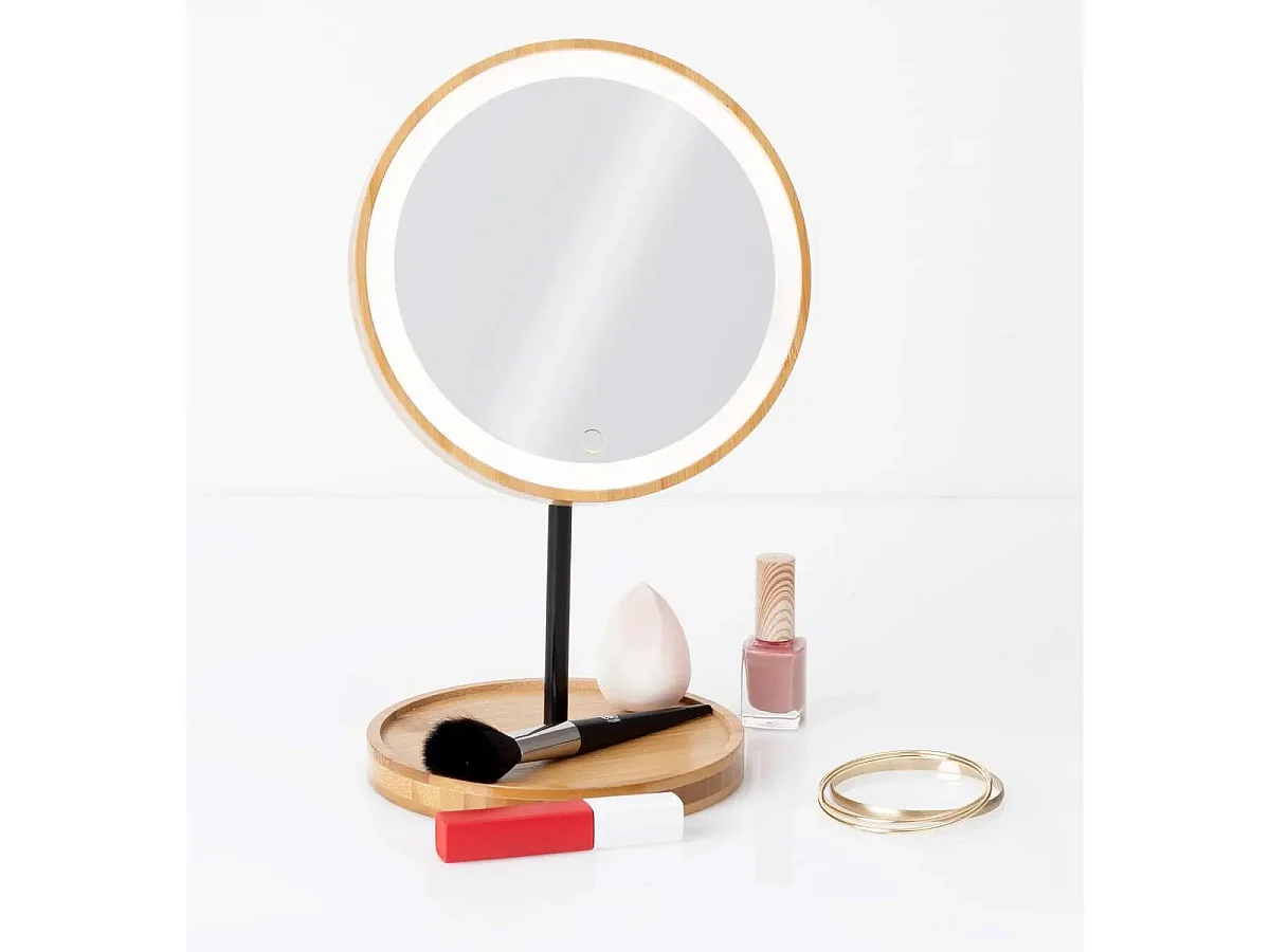 Miroir de Salle de Bain "Led Bambou" 31cm Naturel