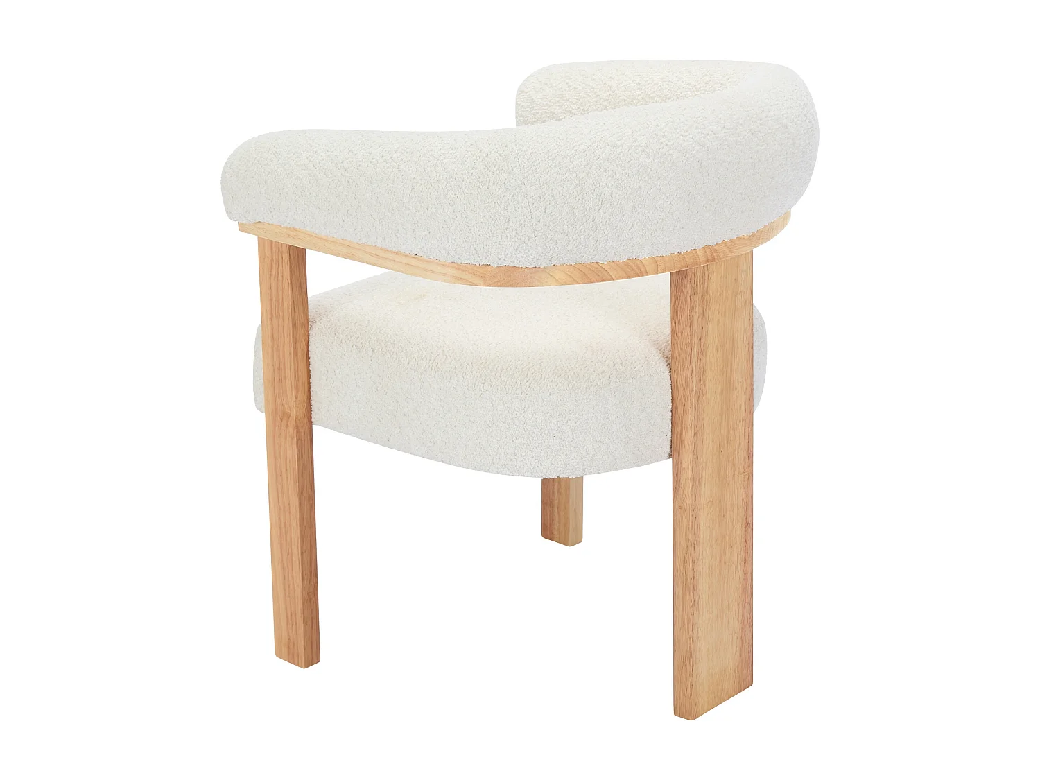 Lot de 2 chaises avec accoudoirs en tissu bouclette et bois d'hévéa naturel - Blanc - LIVELIA de Pascal MORABITO