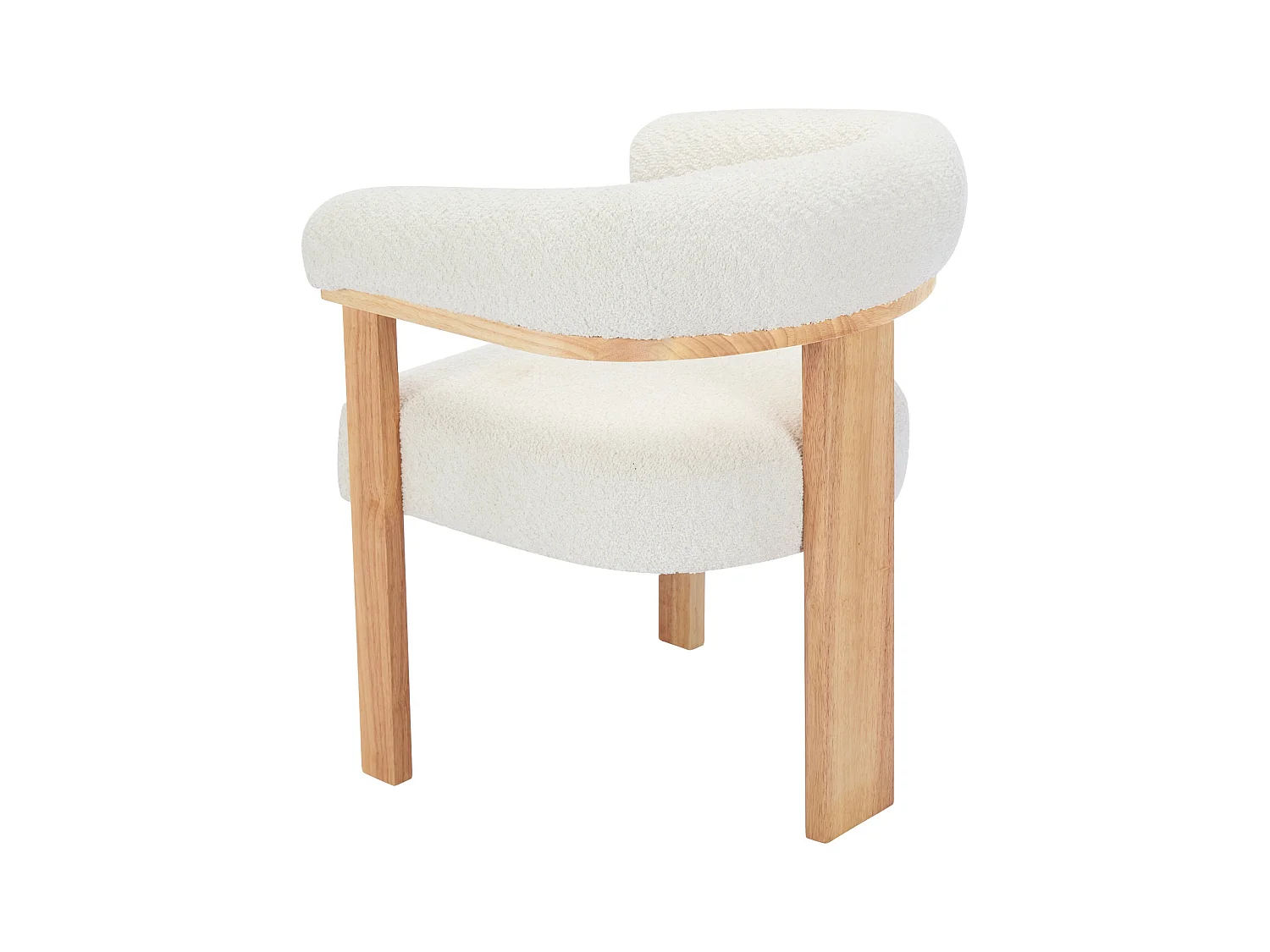 Lote de 6 sillas con reposabrazos en tejido bouclé y madera de hevea - Blanco y natural - LIVELIA de Pascal MORABITO