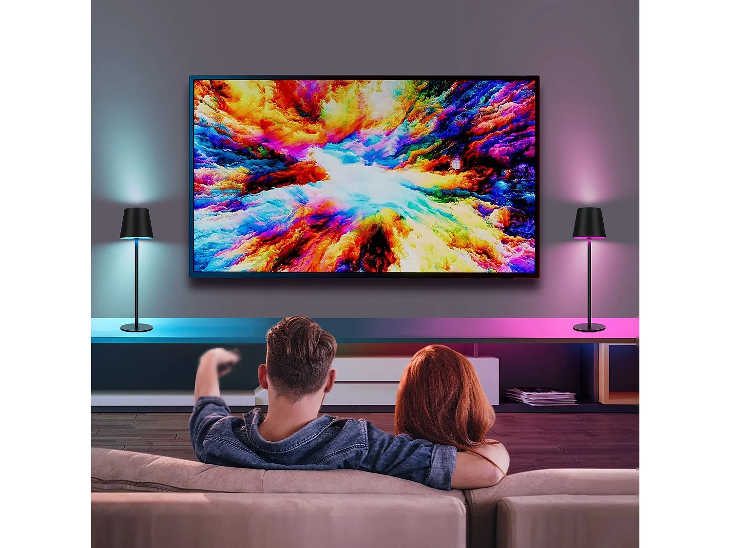 NETTLIFE Nachtkastlamp zonder draad, LED RGB 2600mAh, buiten opblaasbare tafellamp, aanraakbediend, dimbaar, zwart, TYPE - C/USB.