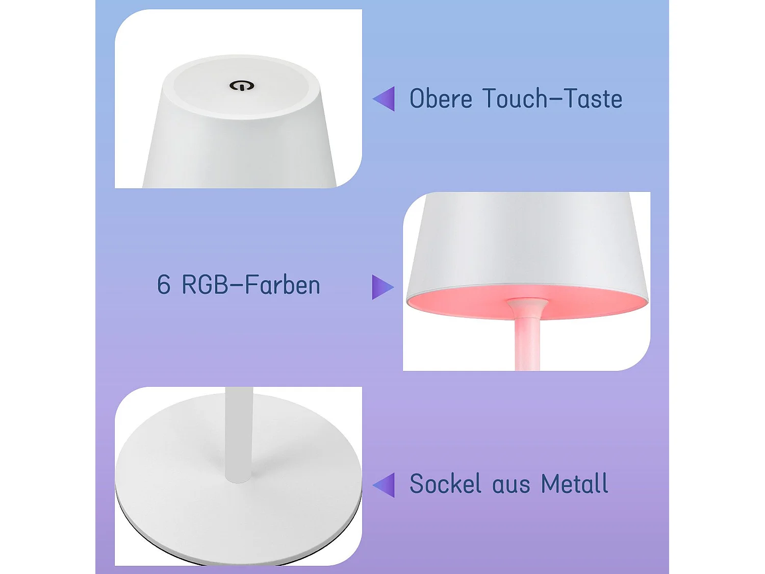 2er Set RGB LED Draht Tischleuchten Dimmbar IP54 USB