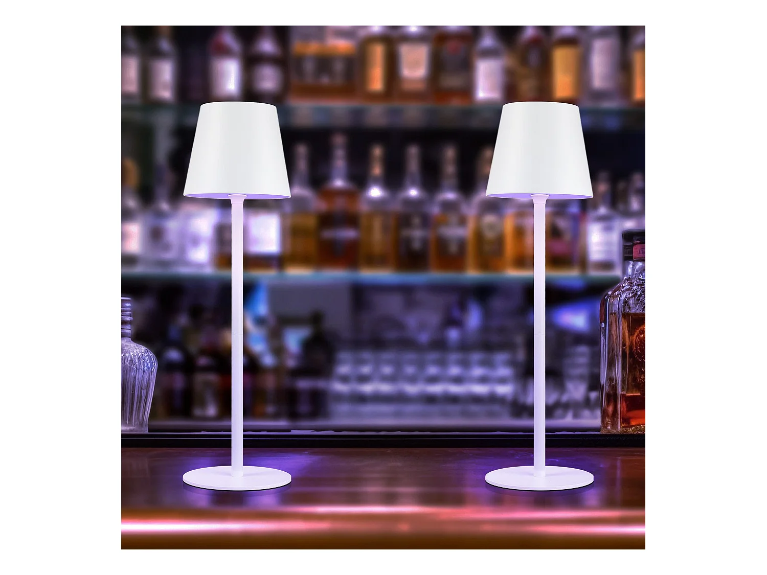 NETTLIFE Lampe de Chevet à Batterie sans Fil， Lot de 2- LED RGB 2600mhA  Lampe de Table d'extérieur Rechargeable Tactile Dimmable Blanc USB