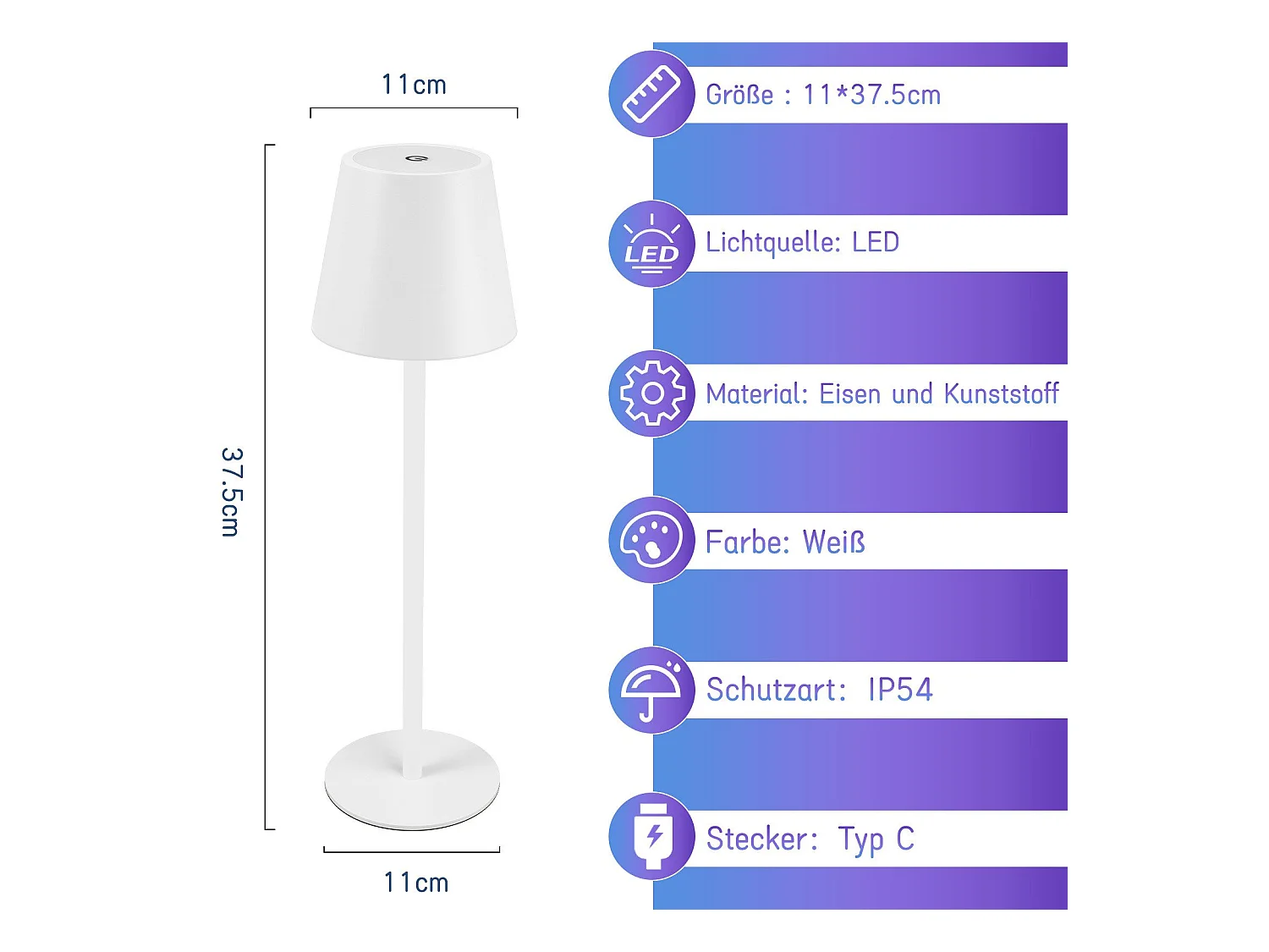 NETTLIFE Lampe de Chevet à Batterie sans Fil, Lot de 2- LED RGB 2600mhA  Lampe de Table d'extérieur Rechargeable Tactile Dimmable Blanc USB