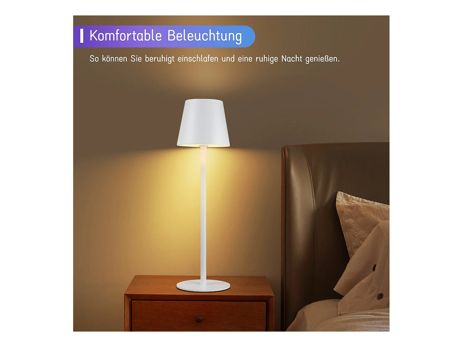 NETTLIFE Lampe de Chevet à Batterie sans Fil, Lot de 2- LED RGB 2600mhA  Lampe de Table d'extérieur Rechargeable Tactile Dimmable Blanc USB
