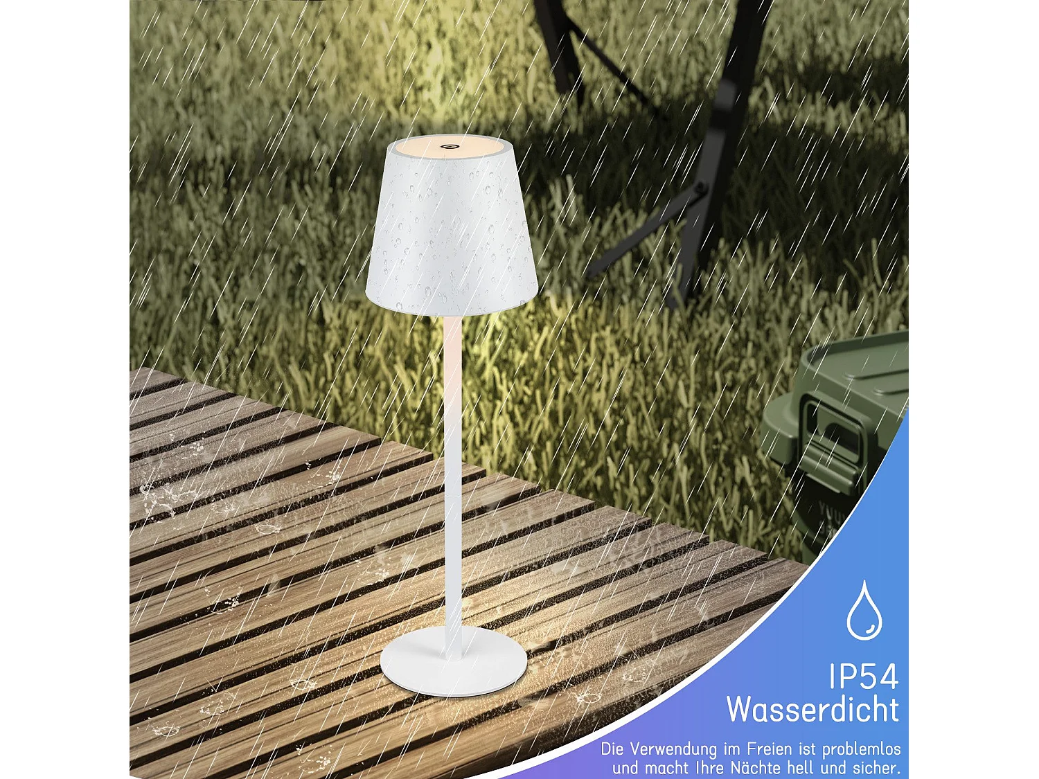 NETTLIFE Lampe de Chevet à Batterie sans Fil， Lot de 2- LED RGB 2600mhA  Lampe de Table d'extérieur Rechargeable Tactile Dimmable Blanc USB