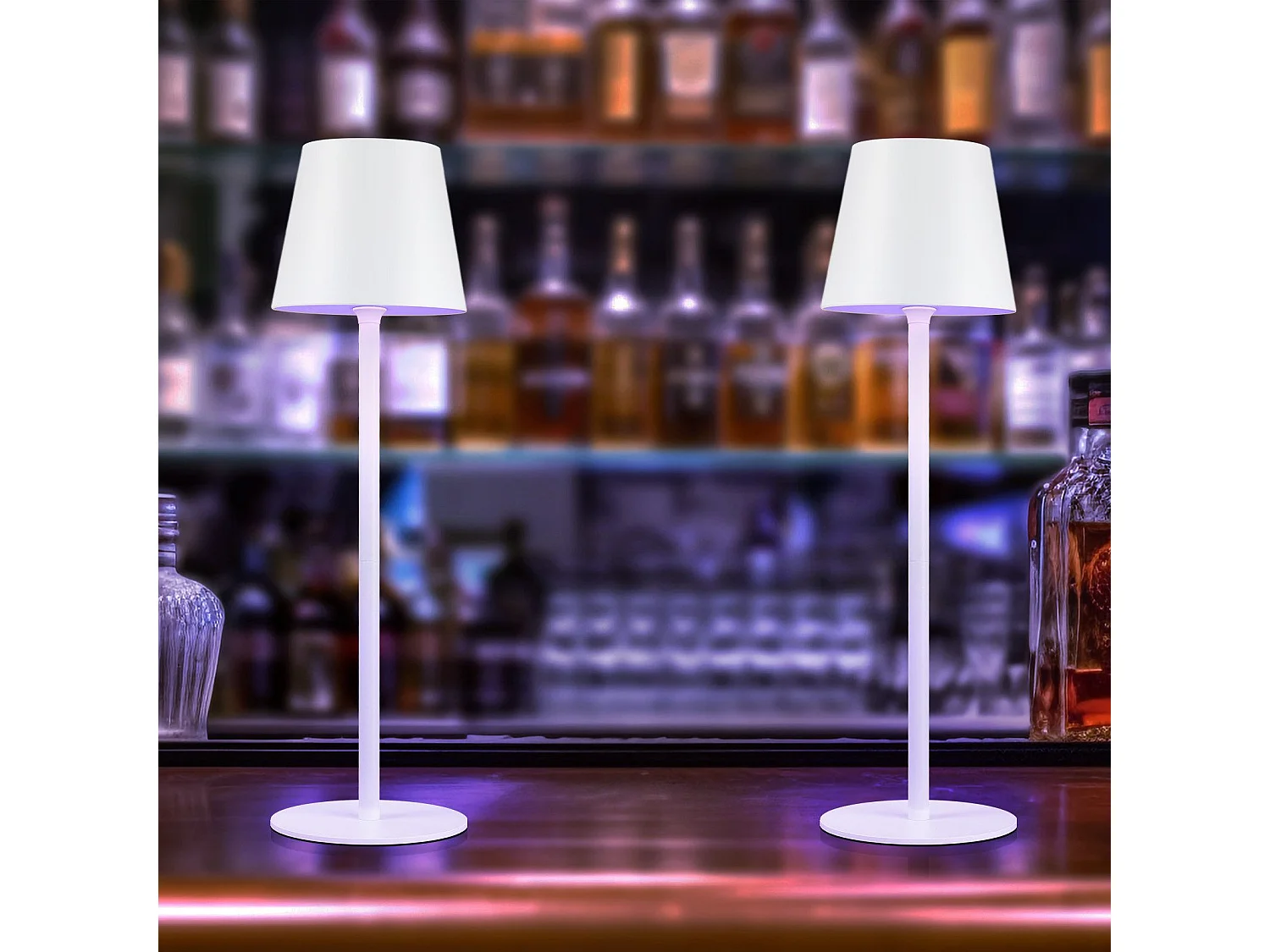 NETTLIFE Lámpara de cabecera con batería inalámbrica，2 piezas - LED RGB 2600 mhA Lámpara de mesa para exteriores Lámpara de batería USB TIPO C Blanca