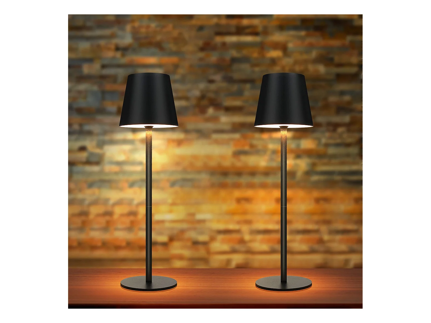 Tischleuchten 2er Set LED RGB Touch Kabellos Schwarz IP54 USB