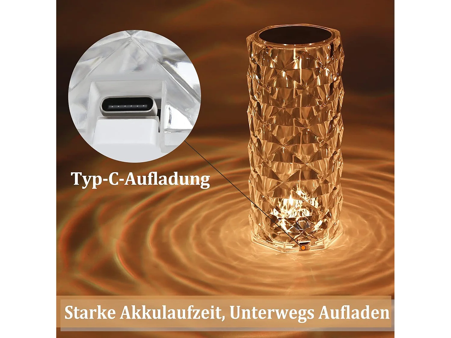 NETTLIFE Tafellamp LED - RGB - 16 kleuren - draadloos - Touch Dimbaar - Kristal oplaadbare USB - met afstandsbediening - modern - voor Slaapkamer | Café | Woonkamer