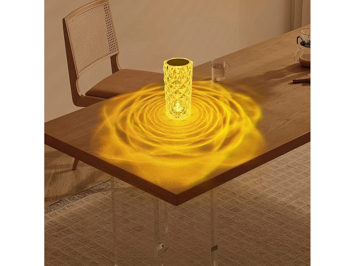 NETTLIFE Tafellamp LED - RGB - 16 kleuren - draadloos - Touch Dimbaar - Kristal oplaadbare USB - met afstandsbediening - modern - voor Slaapkamer | Café | Woonkamer