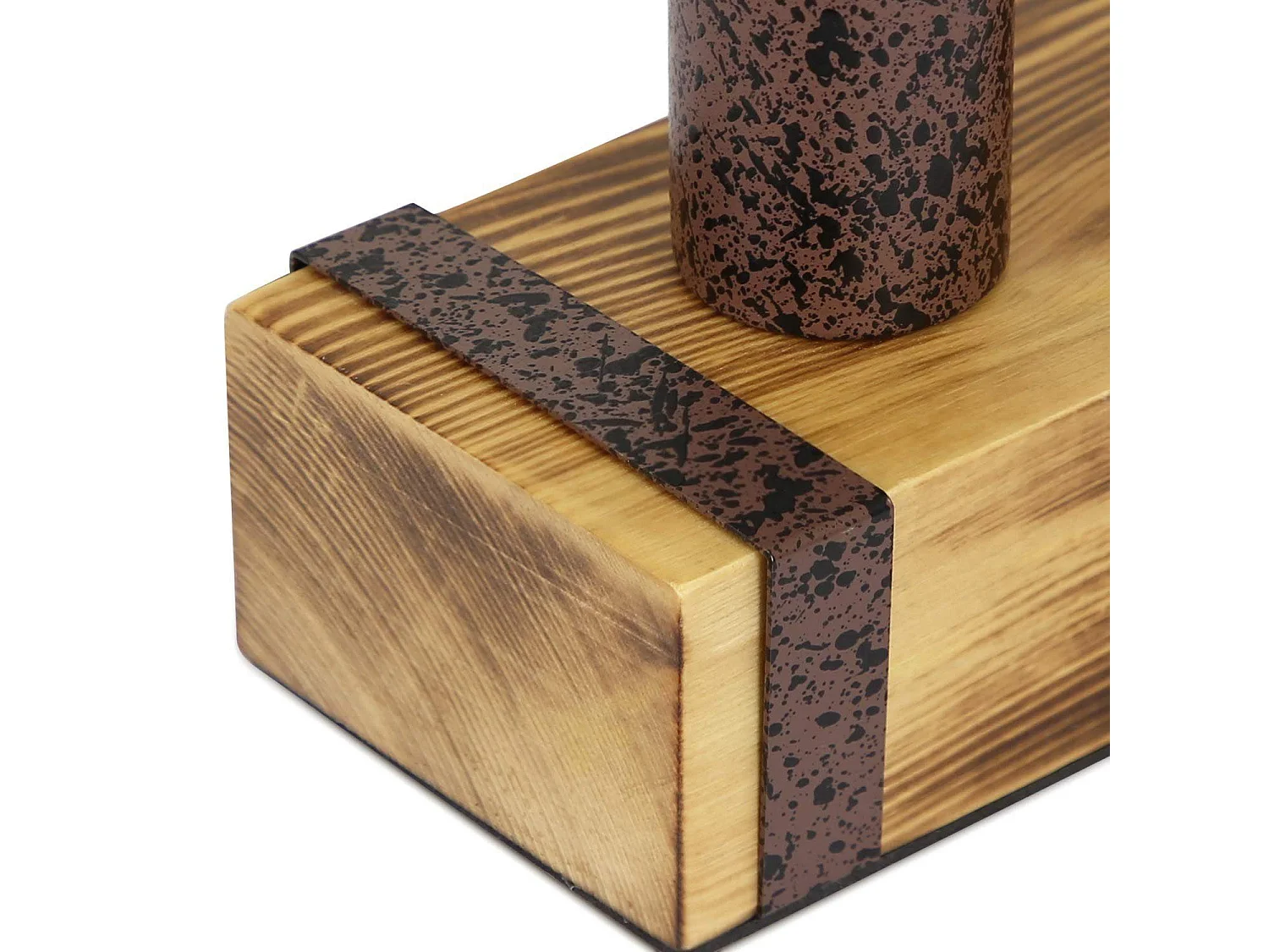 Vintage Tischlampe aus Holz, Retro E27 Nachttischlampe 20cm, Industriestil