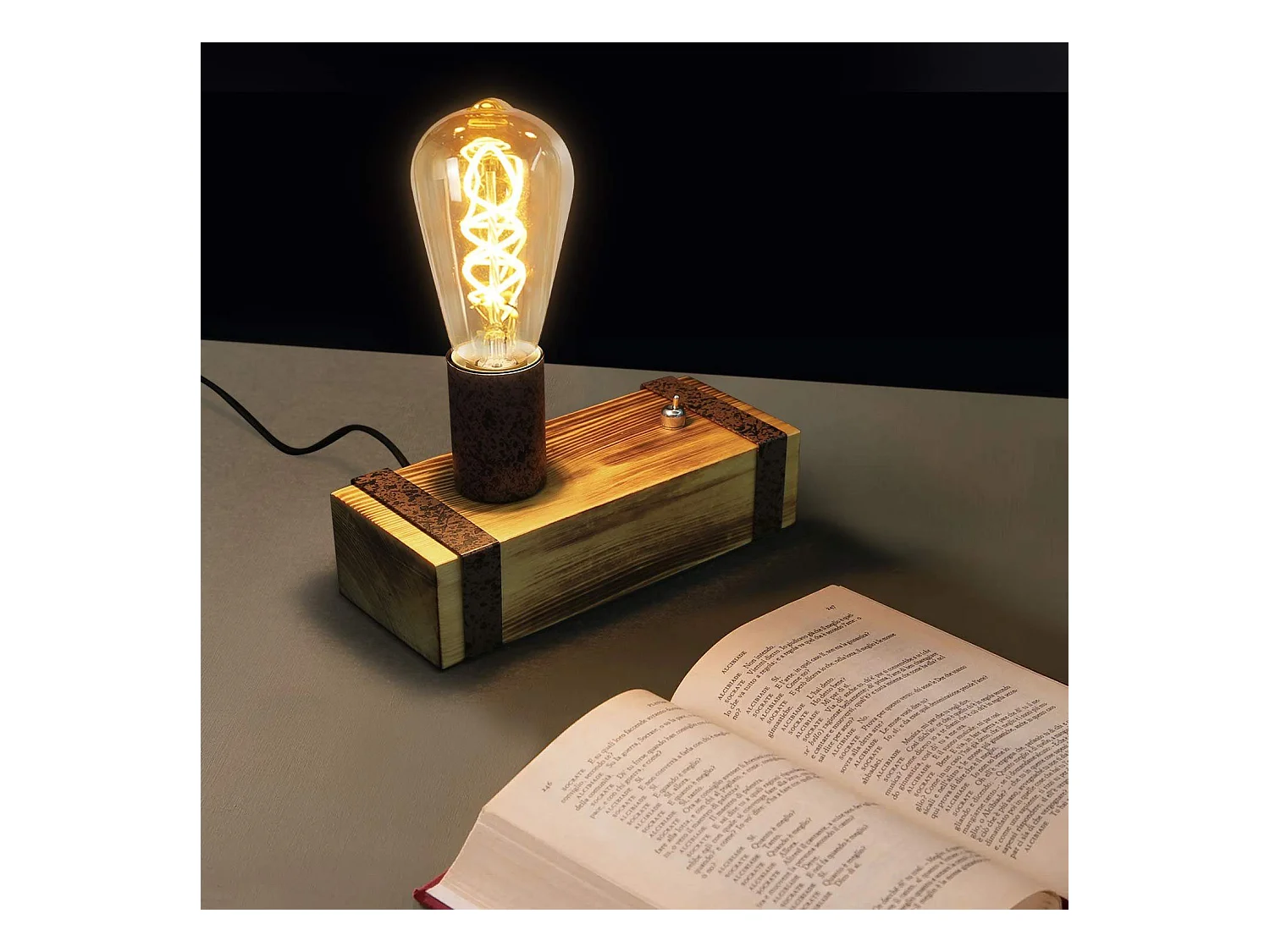 NEETLIFE Tafellamp hout - Vintage - 20CM Nachtlamp met stekker - E27 Fitting - voor Slaapkamer | Woonkamer | Studeerkamer - Zonder lichtbron