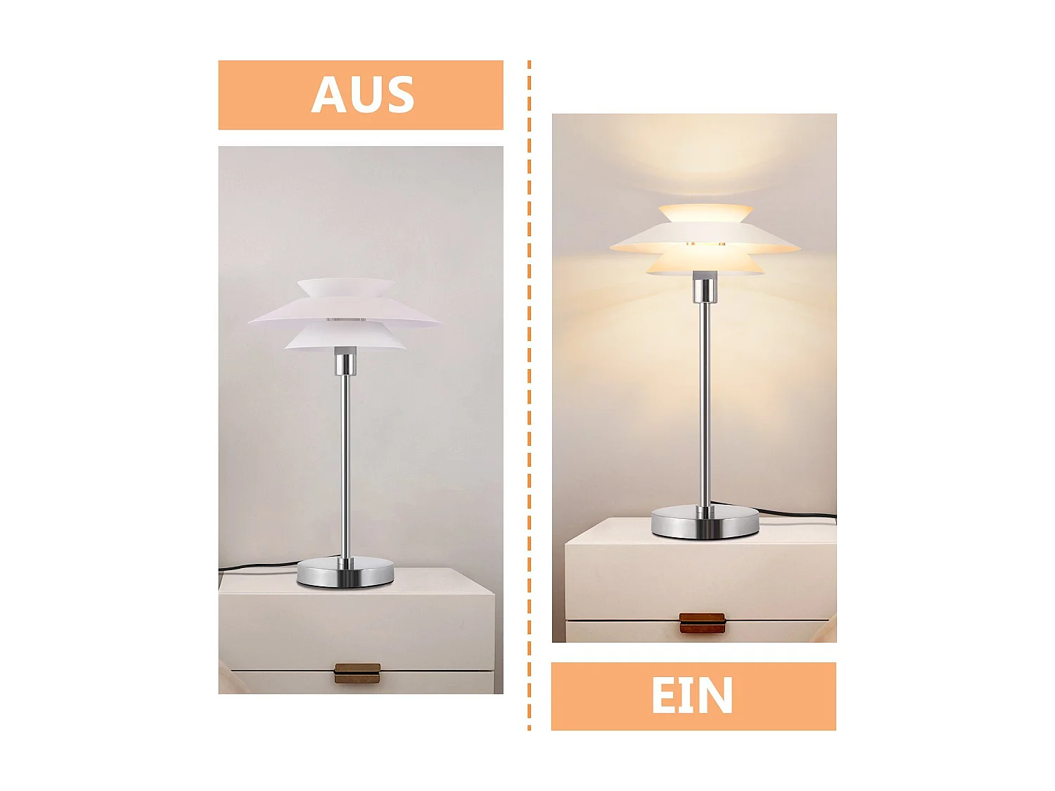 NETTLIFE Lampe de table pour salon - Design moderne blanc, lampe de chevet vintage E14 avec 1 lumière  - Sans ampoule (Max. 40W).